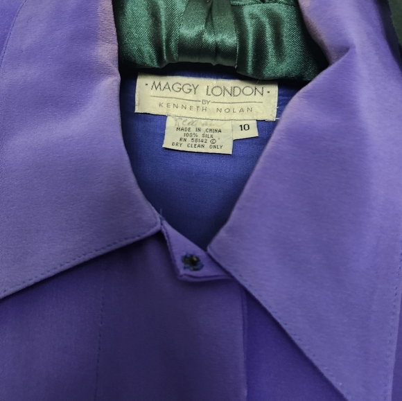 Vtg Maggie London Women’s 100% Silk Size 10 Lavender Dress - Picture 5 of 8